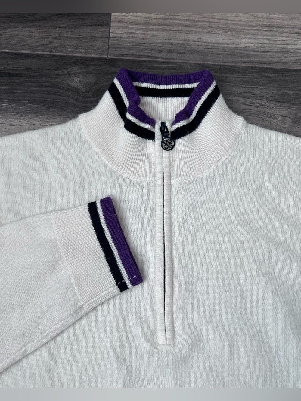 G/Fore Golf  1/4 Zip Wool / Cashmere Pullover Sweater Mens Size Medium Cream